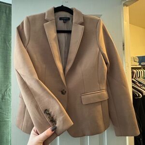 Ann Taylor The One-Button Blazer Natural Camel Double Knit
